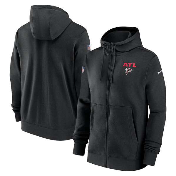 Men's Atlanta Falcons Black Sideline Club Performance Full-Zip Hoodie